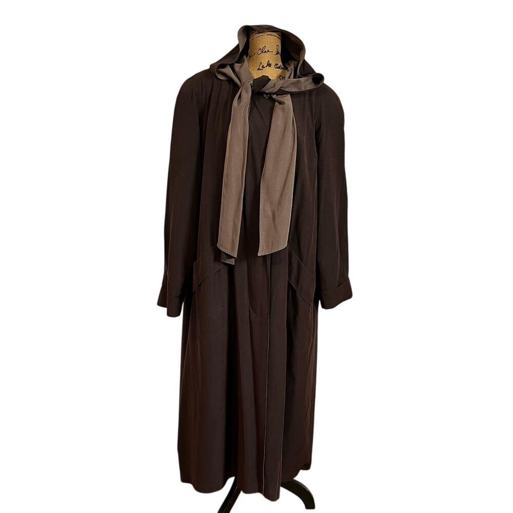 Vtg 80s 90s Gallery Woman Plum Removable Liner Hooded Trench Coat Women’s SZ 20